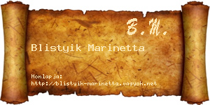 Blistyik Marinetta névjegykártya